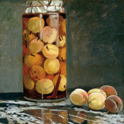 Produktbild von Claude Monet Kunstdruck Bild - Pfirsiche im Glas, 1866  (100 x 100 cm)