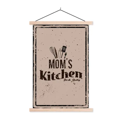 Produktbild von MuchoWow® Textilposter Küche - Mutter - Retro 60x90 cm mit holzfarbenen Rahmen - Textil