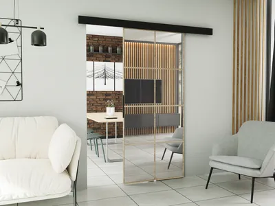 Produktbild von KIER FURNITURE Schiebetür Komplettset SOFI  80, Schiebetür, Sliding Door, Innentüren Komplettset,Universal Tür, Türblatt Innen Eiche Sonoma 86x205x1,6 cm