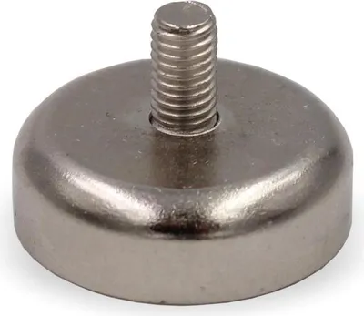 Produktbild von Topfmagnet Neodym Flachgreifer Ø25mm | Außengewinde | M5 x 9mm - Haftkraft 22kg