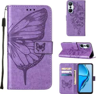 Produktbild von Infinix Hot 20S / 20 Pro Hülle, Schmetterling Prägung Flip Leder Kartenfächer Schutzhülle Ledertasche mit Ständer für Infinix Hot 20S / 20 Pro Violett