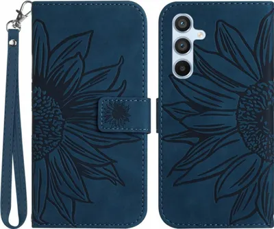 Produktbild von Samsung Galaxy A26 Hülle - Coverup Sonnenblume Klapphülle mit Schlüsselband - Dunkelblau
