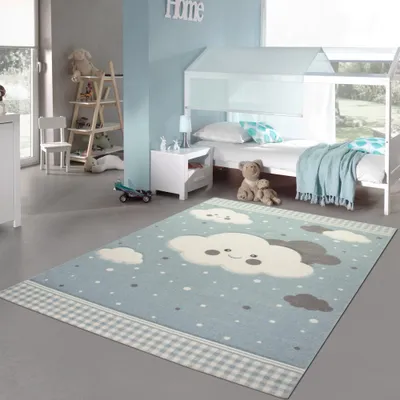 Produktbild von Teppich für Kinder mit Wolken Spielteppich in Blau Größe - 120 x 170 cm