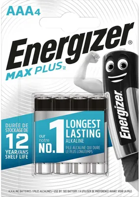 Produktbild von Energizer MAX Plus AAA, Einwegbatterie, AAA, Alkali, 1,5 V, 4 Stück(e), Cd (cadmium), Hg (Quecksilber)