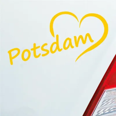 Produktbild von Auto Aufkleber Potsdam Herz Stadt City Love Liebe Heimat 16x8 cm Gelb Sticker Heckscheibenaufkleber