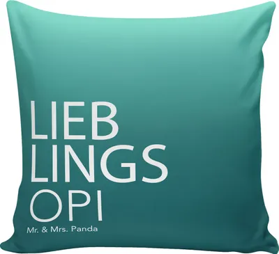 Produktbild von Mr. & Mrs. Panda kuschelkissen 40x40 Opi - Aquarellblau - Geschenk, kissen für sofa, Sofakissen, Großeltern, Nichte, Mitbringsel, Geschenkidee, Oppi, Neffe, Deko, Spruch