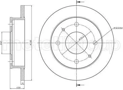 Produktbild von 2x METELLI Bremsscheibe 23-0594 für HYUNDAI ATOS (MX) 45 0mm 230 0mm