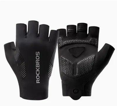 Immagine prodotto di Guanti da ciclismo estivi, senza dita, traspiranti, ammortizzanti, colore nero