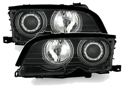 Für BMW 3er E46 Cabrio Coupe 1999-08/2001 Angel Eyes Scheinwerfer Schwarz SET in der Farbe Schwarz von AD TUNING GmbH & Co. KG