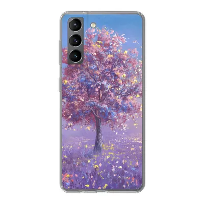 Produktbild von MuchoWow® Handyhülle Schutzhülle Hülle für Samsung Galaxy S21 Baum - Sommer - Rosa Silikon Softcase Handy Hülle - Softcase
