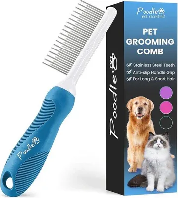 Produktbild von Entwirrungskamm zum Entfernen von Verfilzungen – Entwirrungskamm mit Edelstahlzähnen für Katzen und große Hunde