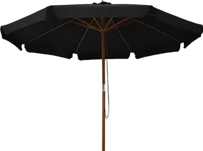 Produktbild von vidaXL Sonnenschirm mit Holzmast 330 cm Schwarz