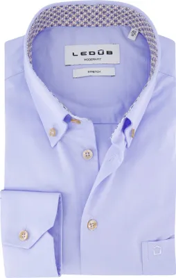 Produktbild von Einfarbiges hellblaues Modern Fit Hemd mit Button-Down-Kragen und Brusttasche
