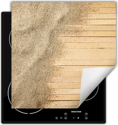 Produktbild von DarHaus Herdabdeckplatte 60x52 cm Anti Rutsch Matte Aufrollbar, Sand - Holz