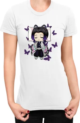 Obrázok produktu pre Dámske Tričko Demon Anime Slayer Kimetsu No Yaiba Shinobu Kocho Sleeping, Lady XS / biely