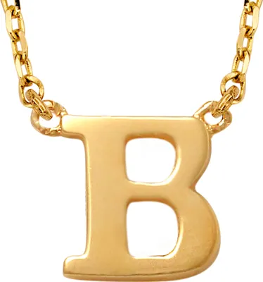 Produktbild von New Bling 9NBG-900B Gold Halskette mit Buchstabe B - 6mm - Ankerglied - 38+2.5+2.5cm - Initialschmuck - 14 Karat - Gold
