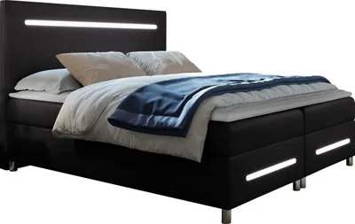 Produktbild von MIRJAN24 Boxspringbett Enter LED, Ehebett mit Hauptmatratze, Topper und LED-Beleuchtung, zwei Bettkästen (Soft 011, Größe: 140x200 cm)
