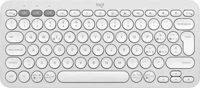 Zdjęcie produktu dla Logitech Pebble Keys 2 K380s, Mini, Bezprzewodowy, Bluetooth, Przełącznik nożycowy, QWERTY, Biały