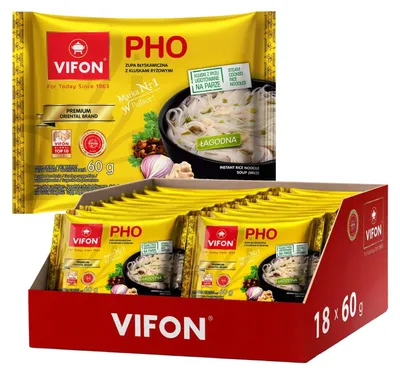 Produktbild von VIFON Pho Instant Reisnudelsuppe 18x 60g - vietnamesisch Reis Nudeln Suppe