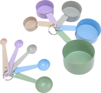 Image de Stainless Steel Spray Paint Colorful Measuring Cups Spoons Set Multiple Sizes Stackable Kitchen Gadgets for Cooking Baking