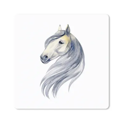 Produktbild von MuchoWow® Mauspad Mousepad Pferd - Aquarell - Grau - Mädchen - Kinder - Mädchen 20x20 cm - Mousepads - Maus Mat - Pad - Mausunterlage - Desk Mat - Bureauartikeln