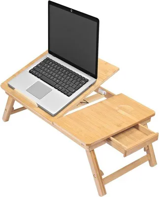 Produktbild von Laptop-Bett-Tisch aus Bambus, groß, aufstellbar