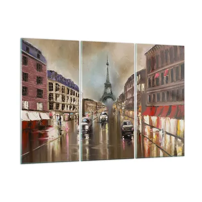 Produktbild von Bilder auf glas - Paris Turm Straße - 165x110cm - Glasbilder - Wandbilder - Kunstdruck - zum Aufhängen bereit - Wanddekoration aus Glas - Glas Bilder - Wandbild auf Glas - 3 Teile - GCE165x110-3431