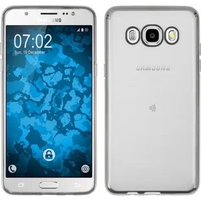Produktbild von PhoneNatic Case kompatibel mit Samsung Galaxy J5 (2016) J510 - silber Silikon Hülle Slim Fit + 2 Schutzfolien