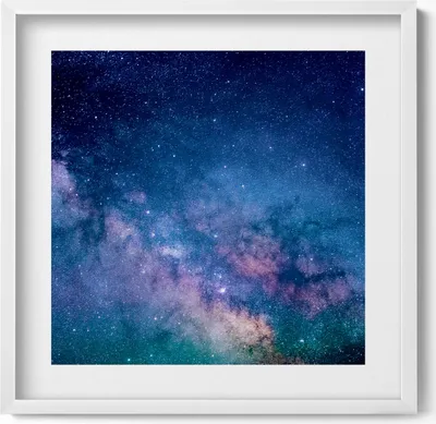 Produktbild von Sternenkosmos– Wandbild mit Rahmen – Gerahmtes Bild  – Wanddekoration – 50x50 cm –  Weiß Rahmen