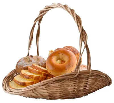 Produktbild von Geflochtkorb aus Rattan mit Blumenmuster und Tragegriff