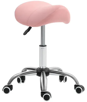 Produktbild von Rollhocker höhenverstellbar 49-61 cm Arbeitshocker 360° drehbar Hocker Bürohocker für Büro Salon Massage Spa Rosa