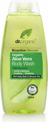 Produktbild von Dr Organic Aloe Vera, Duschgel, 250 ml, Unisex, Körper & Haar, Reinigend, Auffrischend, Beruhigend, Flasche
