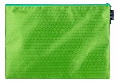 Image de Pochettes de documents, lot de 3, imperméables, format A5, couleur verte, 24x18 cm, en toile, fermeture éclair