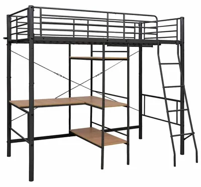 Produktbild von vidaXL Etagenbett mit Tischrahmen Grau Metall 90x200 cm