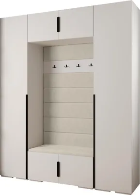 Produktbild von MEBLE KRYSPOL Inova 1 Möbelset Garderobe, 236,7x200x47cm - Weiß, Manila 02, Schwarz