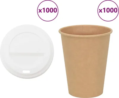 Produktbild von Pappbecher mit Deckeln 1000 Stk. 12oz 300ml