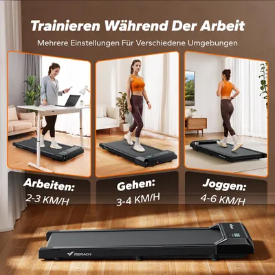 Produktbild von 3-in-1 Laufband für Zuhause mit LED-Anzeige, App, Trainingskursen & Öko-Materialien, Leise <50 dB, 2,5 PS Motor, 2–6 km/h, für Homefitness, bis 120 kg