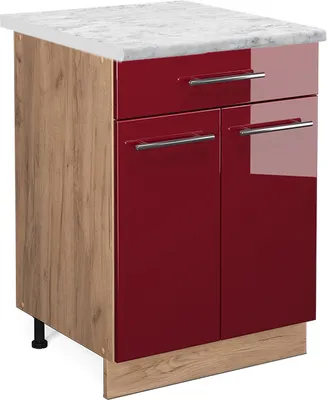 Produktbild von Küchenunterschrank Vicco Fame-Line Bordeaux Hochglanz 60 cm mit Schublade, AP Marmor, Model 46063