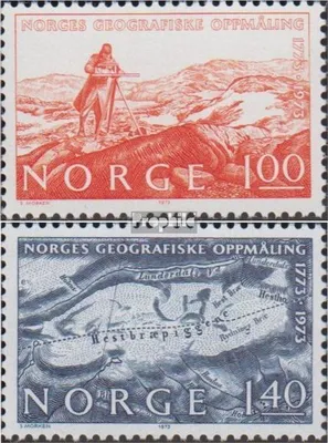 Produktbild von Briefmarken Norwegen 1973 Mi 674-675 (kompl.Ausg.) postfrisch Geographische Vermessung