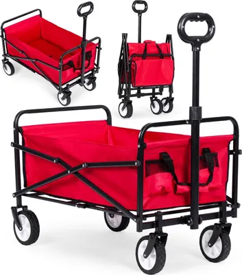 Immagine prodotto di Carrello da giardino per trasporto spiaggia, pieghevole, rosso, 48x90 cm, MultiGarden