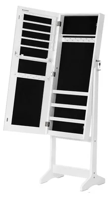 Obrázek produktu pro Šperkovnice se zrcadlem, bílá, MDF, 41,1 x 36,5 x 151,5 cm