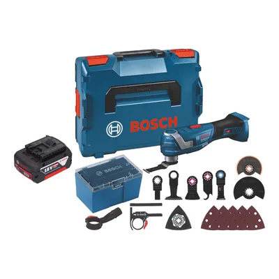 Produktbild von Bosch GOP 18V-34 Professional Akku Multi Cutter 18 V Starlock Plus + 1x Akku 5,0 Ah + 17 tlg. Zubehör + L-Boxx - ohne Ladegerät