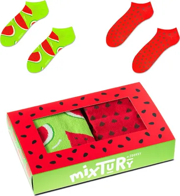 Produktbild von 2 Paar Bunte Kurze Socken für Herren 41-46, Wassermelonen-Fußsocken, Perfekt für den Sommer
