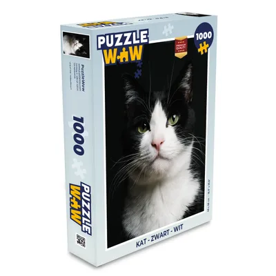 Obrázek produktu pro MuchoWow® Puzzle 1000 dílků Kočka - Černá - Bílá - Hračky - Pro malé i velké - Hry - Skládačky