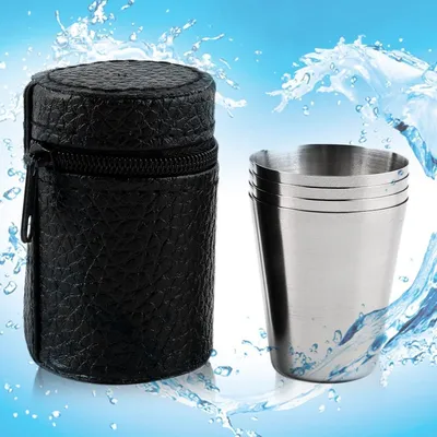 Zdjęcie produktu dla zestaw 4 szt. kubków ze stali nierdzewnej do picia kubki kempingowe kubki mieszające kubek 30ml
