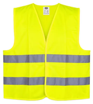 Produktbild von HEYNER® Warnweste Leuchtend Gelb, Größe XL, mit Aufbewahrungstasche Reflektorweste, seitlich geschlossen mit Klettverschluss, Sicherheitsweste,  &  nach DIN EN 20471:2013