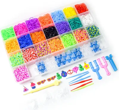 Produktbild von Loom Bands - 4400+ verschiedene Looms inkl. Webrahmen | Starter Set - Gummibänder in 21 Farben | Loombänder mit Zubehör und Aufbewahrungsbox für Armbänder DIY