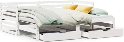 Zdjęcie produktu dla vidaXL Łóżko dzienne z szufladami białe 90x200 cm drewno sosnowe
