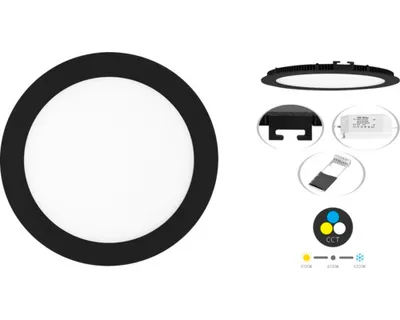 Zdjęcie produktu dla Oświetlenie LED wpuszczane Ecolite Lada, IP44, 12 W, 960 lm, 3000-6000 K, czarne