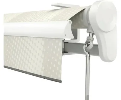 Produktbild von Soluna Gelenkarmmarkise Trend 6x2,5 Stoff Dessin J202 Gestell RAL 9010 reinweiß Antrieb Rechts inkl. Motor, Wandschalter